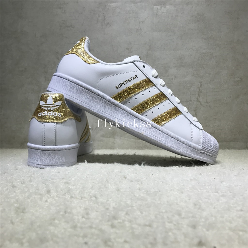 Adidas Superstar White Golden Strips S76924